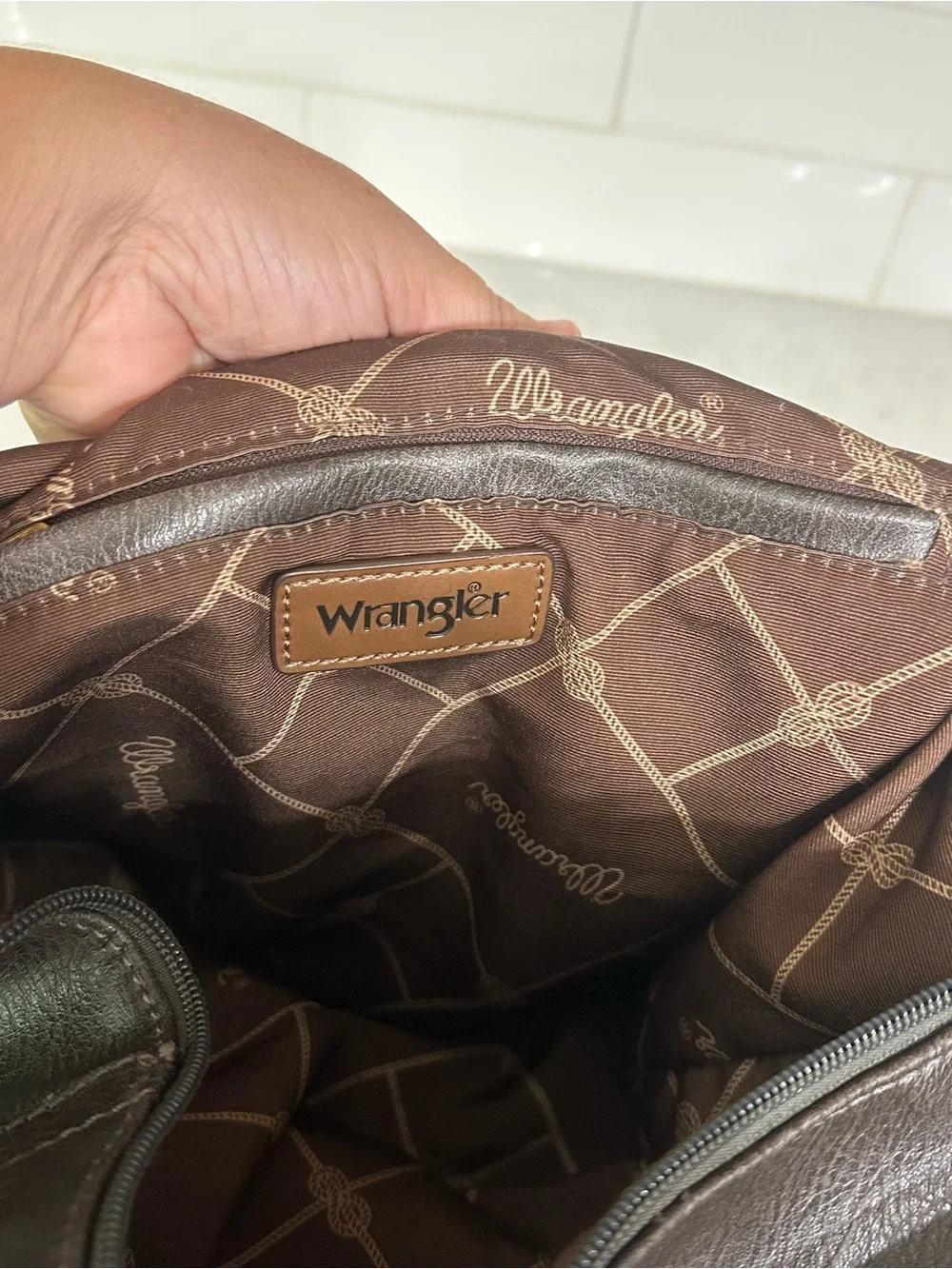 Wrangler Gray Faux Leather Shoulder Bag